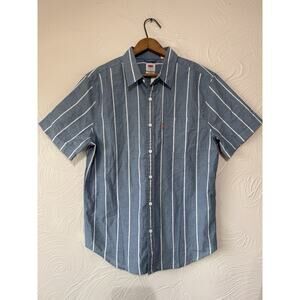Levi’s Men’s Blue White Striped Button Up Shirt Short Sleeve M NWT